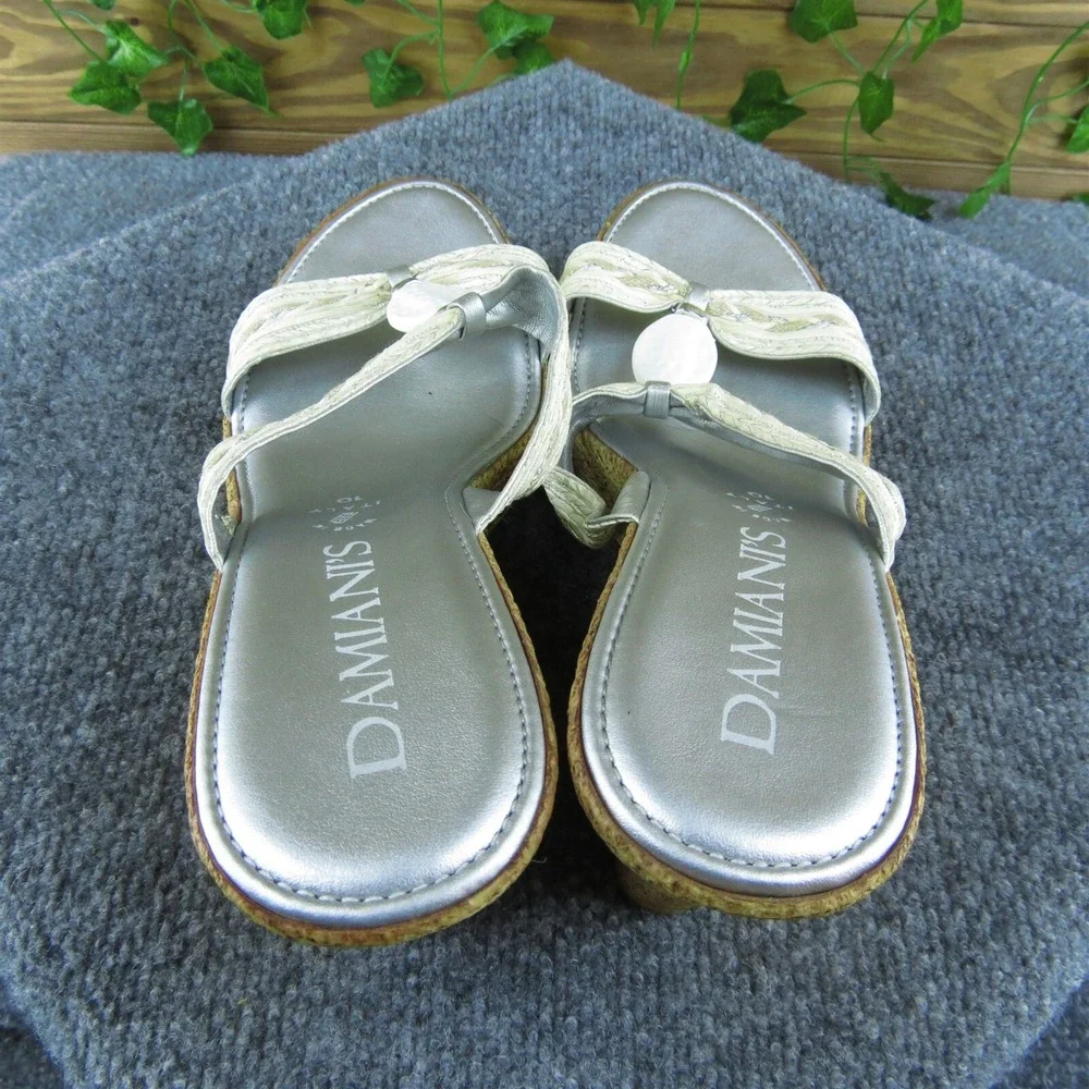 Damiani ‎ Women Slide Sandal Shoes Silver Synthetic Size 10 Medium